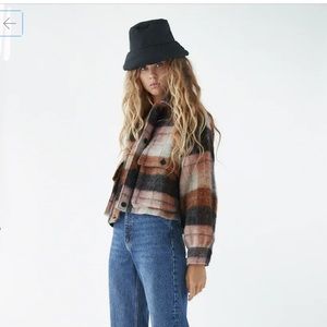 NWT Cropped Plaid Overshirt